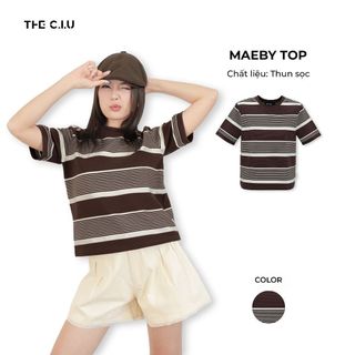  Áo thun sọc tay ngắn cổ tròn THE C.I.U -  Maeby Top 