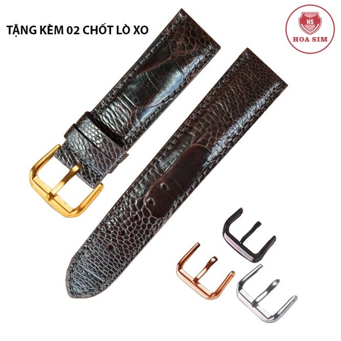 (Nâu Đât) Dây đồng hồ da ĐÀ ĐIỂU THẬT cao cấp khóa cài nhiều Size 12 14 15 16 18 19 20 21 22 24mm