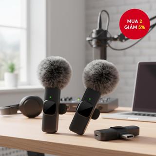  Micrô Mini không dây Lavalier tương thích với điện thoại thông minh, PC để ghi âm video, dạy học, chơi game.