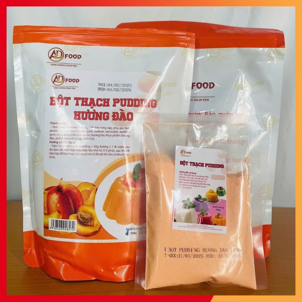 Bột pudding hương đào AD FOOD TÚI TÁCH LẺ 50G