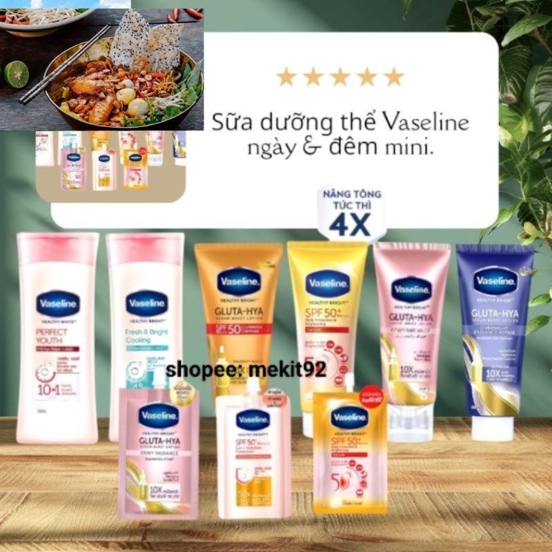 (COMBO 2) Sữa dưỡng thể Vaseline 50x trắng da chống nắng spf50+ Serum dưỡng thể Vaseline 50x trắng d