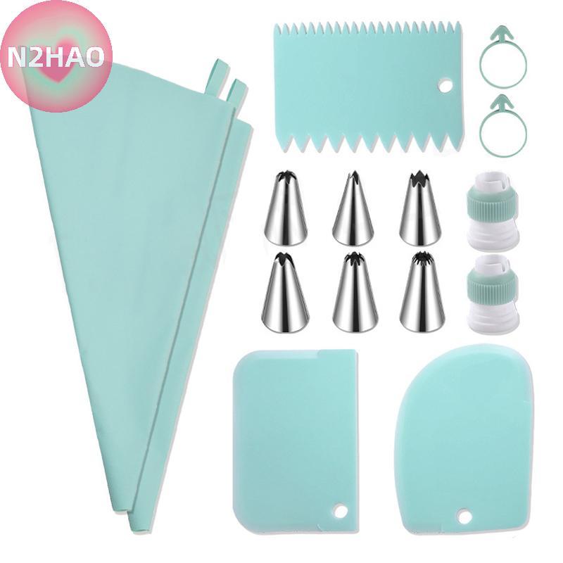 N2HAO Dụng cụ trang trí bánh nướng nhà bếp bằng thép không gỉ N2HAO Vòi phun đường ống silicon n