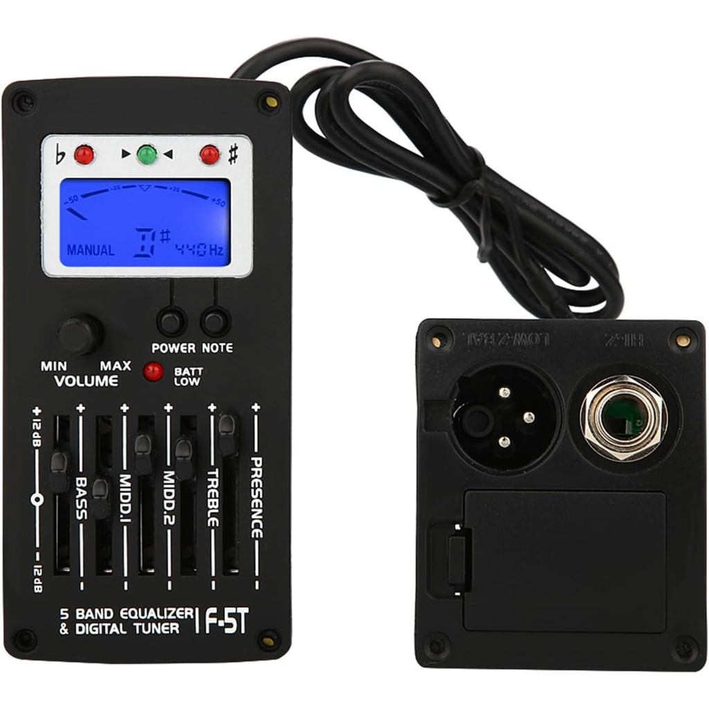 Digital Tuner Pickup, EQ Equalizer Pickup Acoustic Guitar 5 Band Preamp Phụ kiện nhạc cụ có màn hình