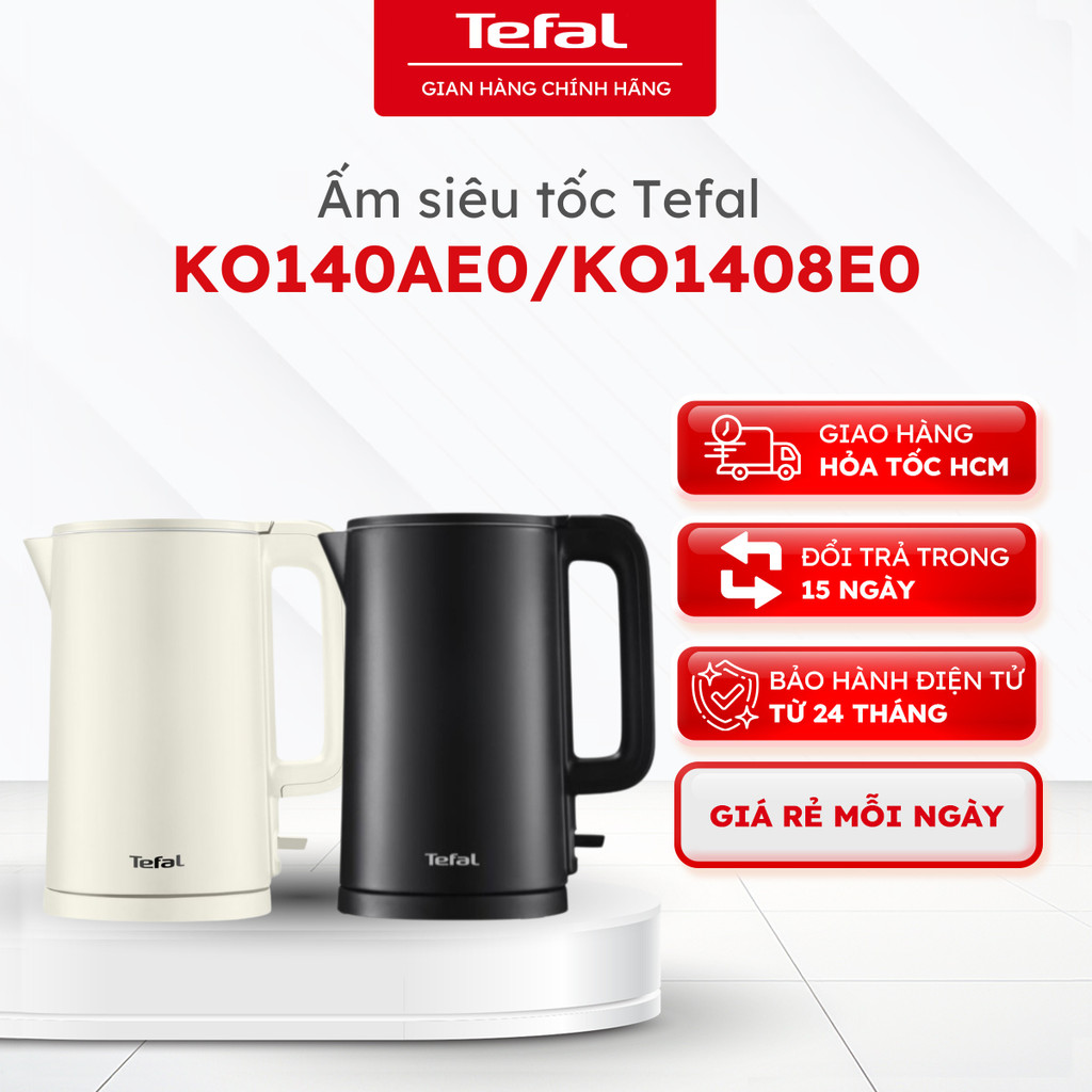 Bình đun siêu tốc cách nhiệt Tefal 1.5L KO140AE0/ KO1408E0 - 1500W - Bảo hành 24 tháng [ HỎA TỐC 2H]