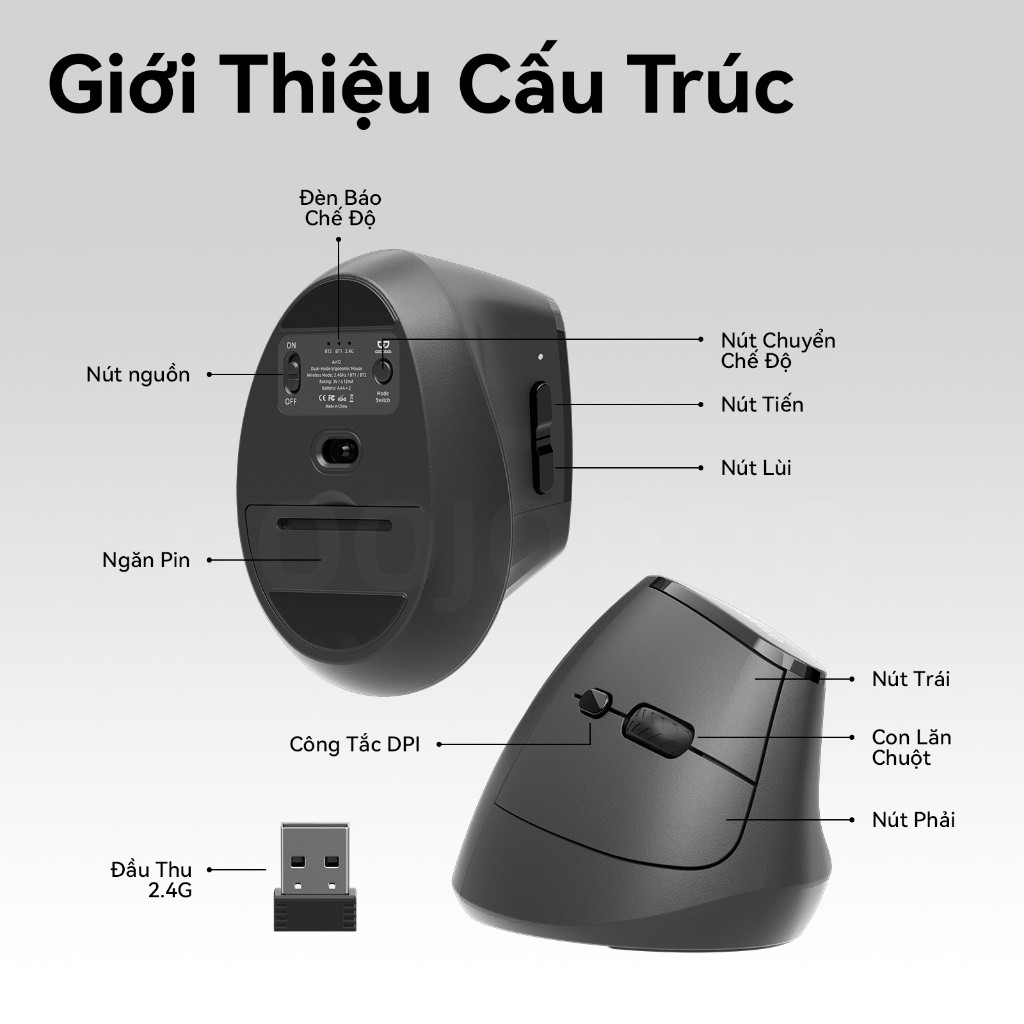 Chuột không dây Bluetooth Goojodoq, chế độ kép 2.4G, DPI 5 cấp, khả năng tương thích rộng rãi | BigBuy360 - bigbuy360.vn