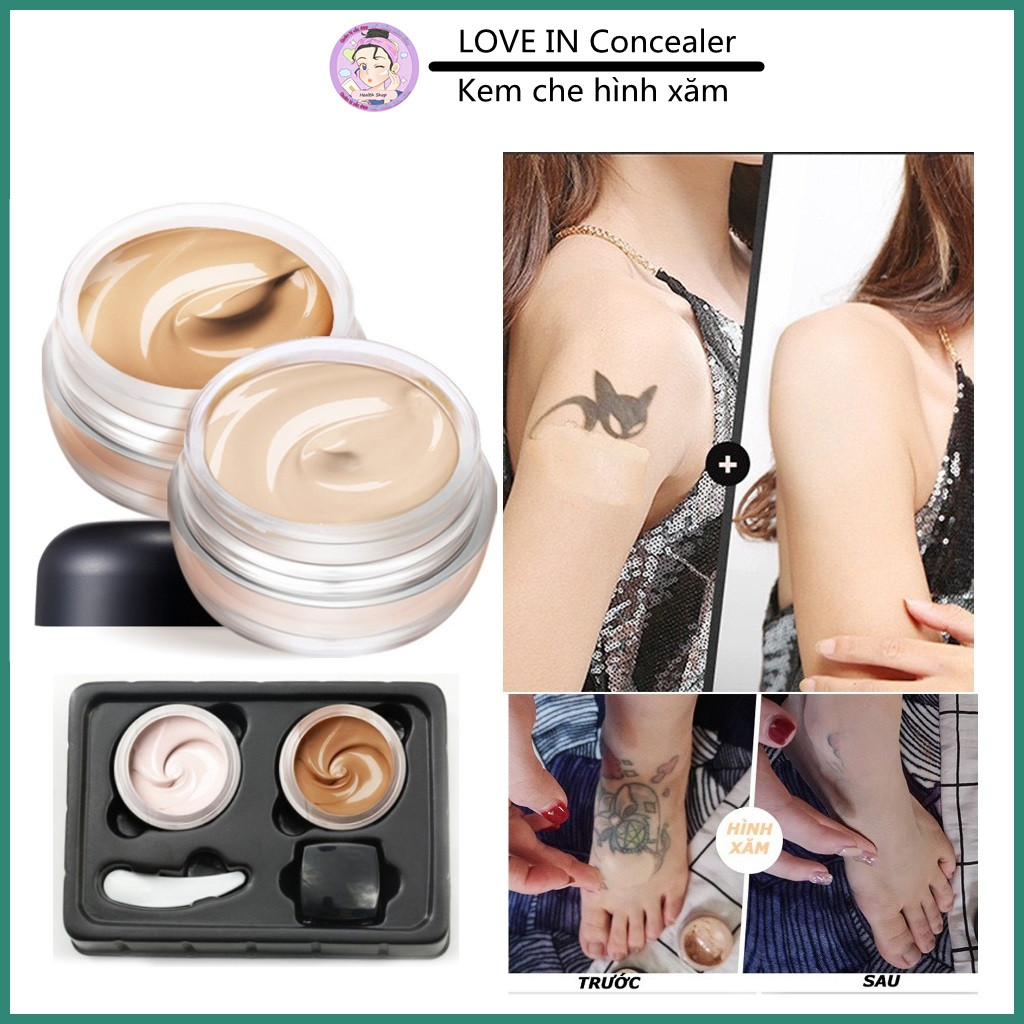 Kem che hình xăm, che khuyết điểm Love in.Loại Bỏ Hình Xăm Hiệu Quả Bền màu,không thấm nước,lâu trôi