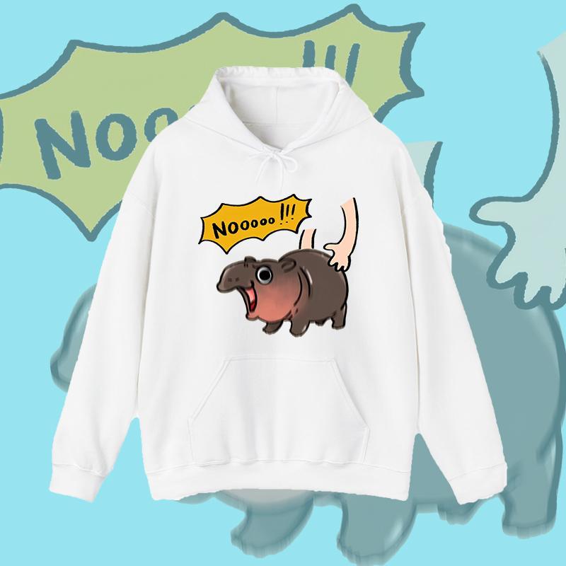 Dễ Thương Moodeng hippo Bouncy Pig Áo Hoodie dài tay 02