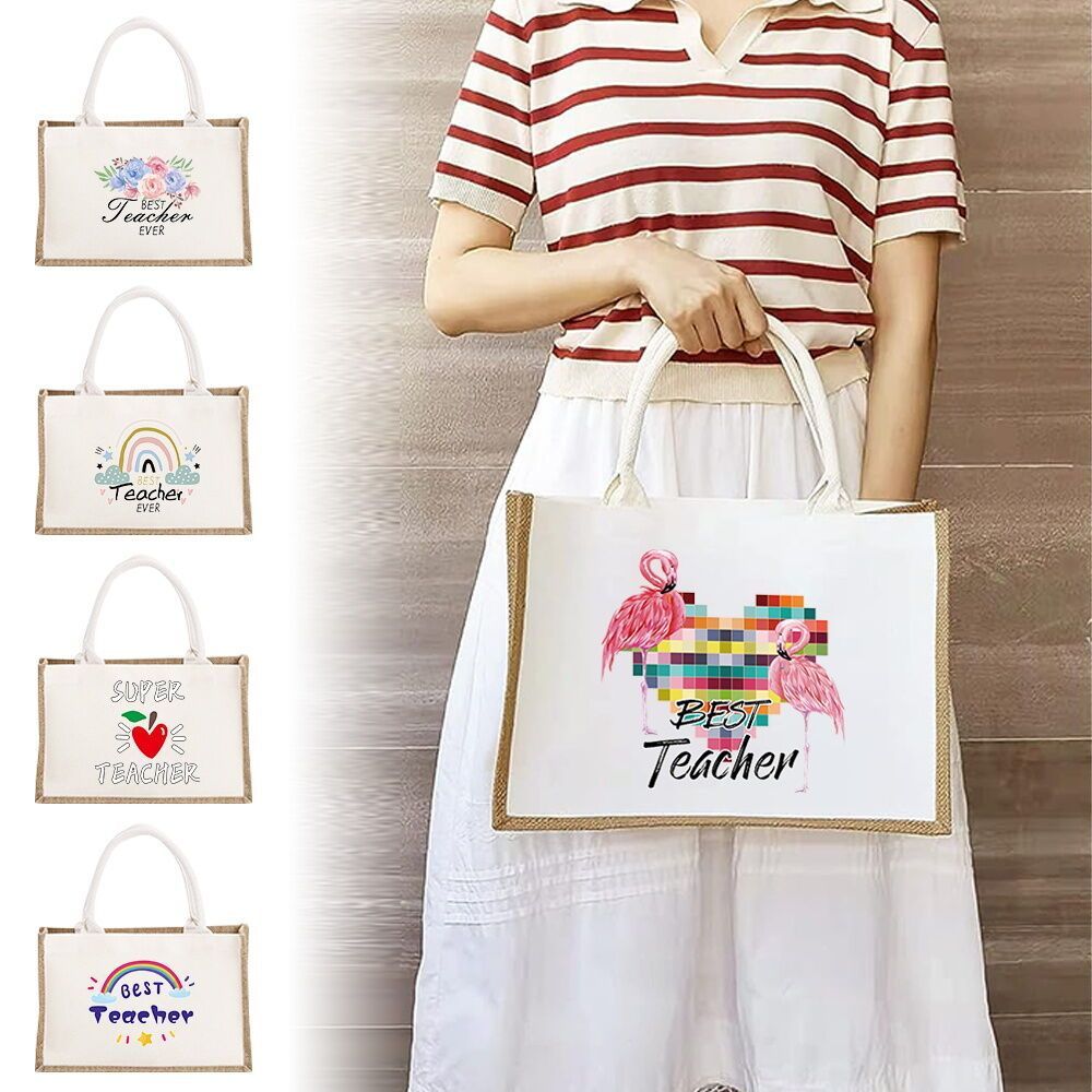 Handbag new Handbag Tote Bag Recycle Bag Jute Bag Portable One-Shoulder Tote Bag Shopping Bag Teache