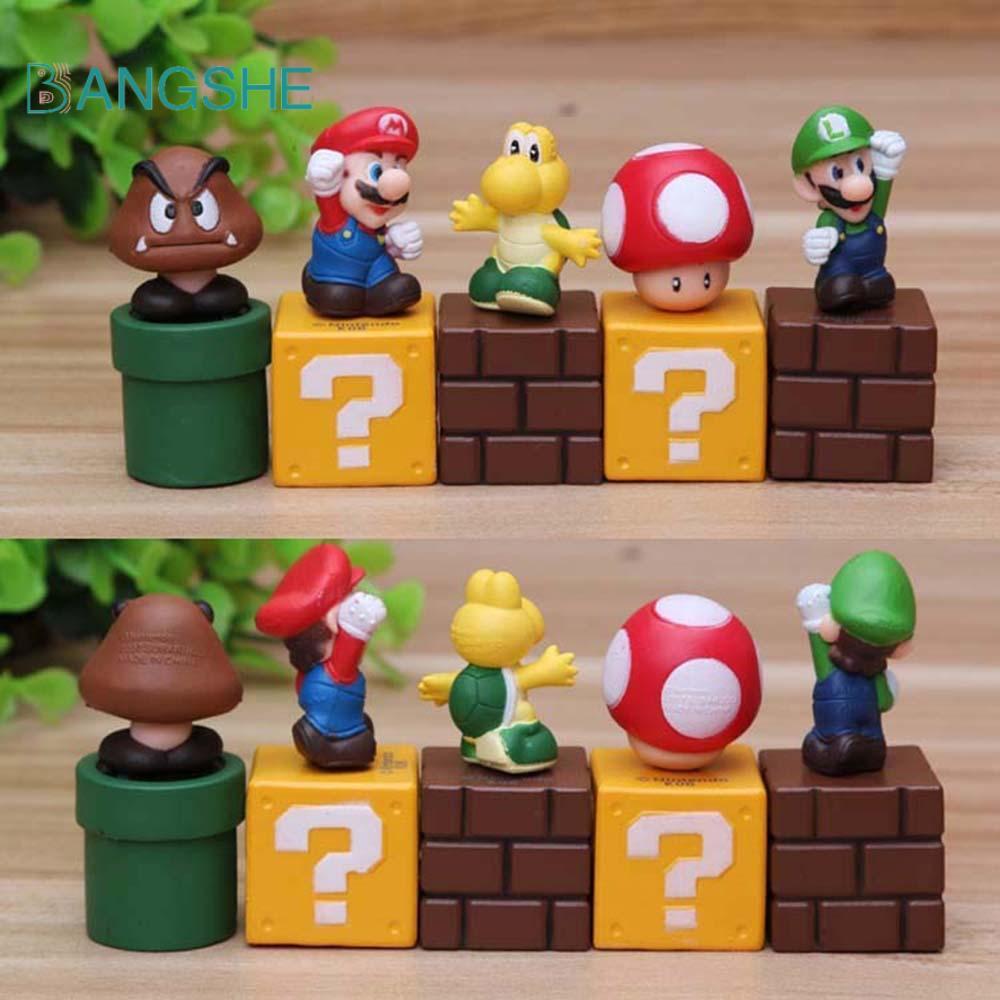BANGSHE Hình Đồ Chơi PVC Mario Nấm Bộ Sưu Tập Mô Hình Tượng Đồ Chơi Trẻ Em Super Mario Bros.
