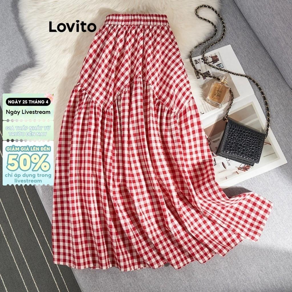 Lovito Váy Dạ Hội Giáng Sinh Thanh Lịch Họa Tiết Kẻ Caro Dáng Suông Dành Cho Nữ LNL72256