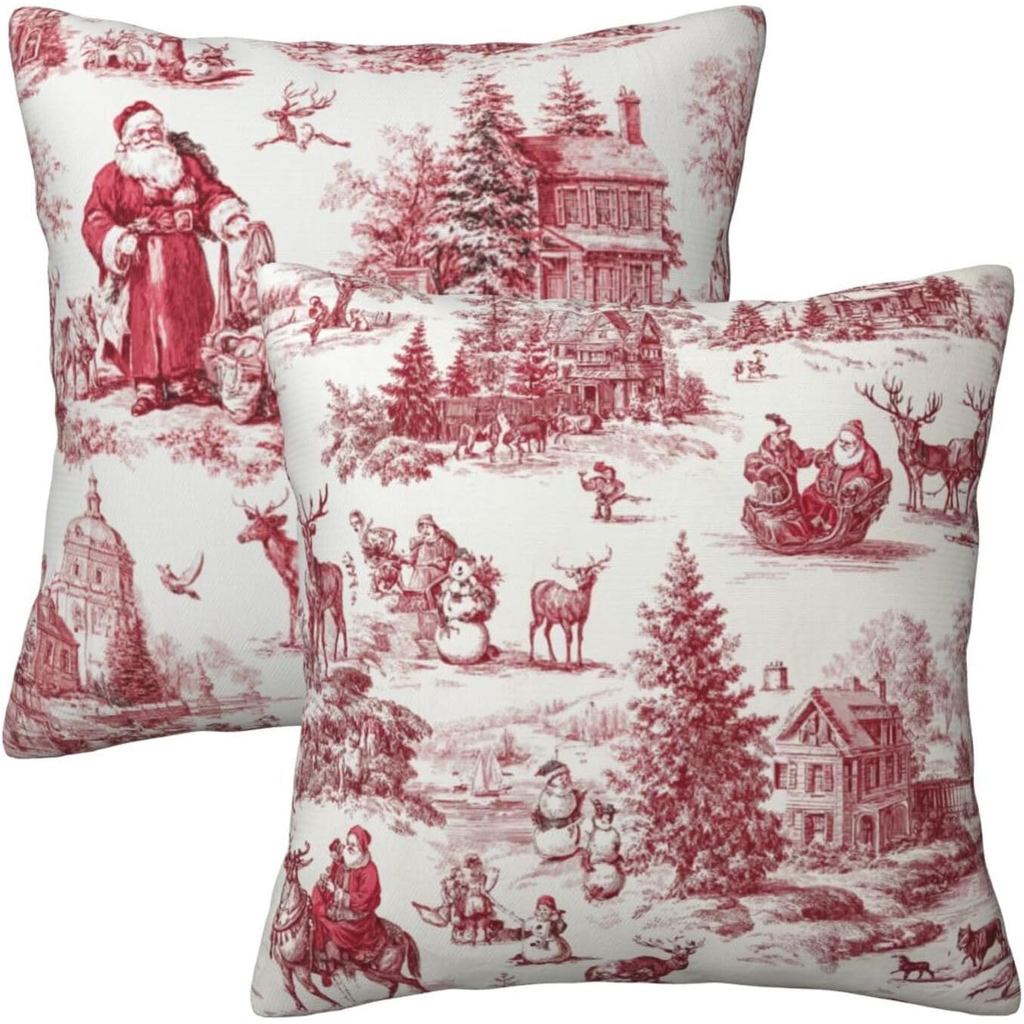 Santa Throw Pillow Covers 18x18 Set of 2 Square Pillow Case for Home Decor Couch Room