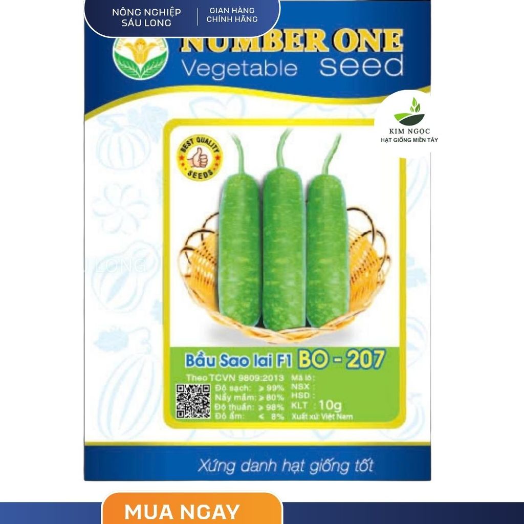 Hạt Giống Bầu Lai F1 BO-207 NUMBER ONE (GÓI 10G)-Trái đồng đều chất lượng, dễ đậu trái, thịt ngọt