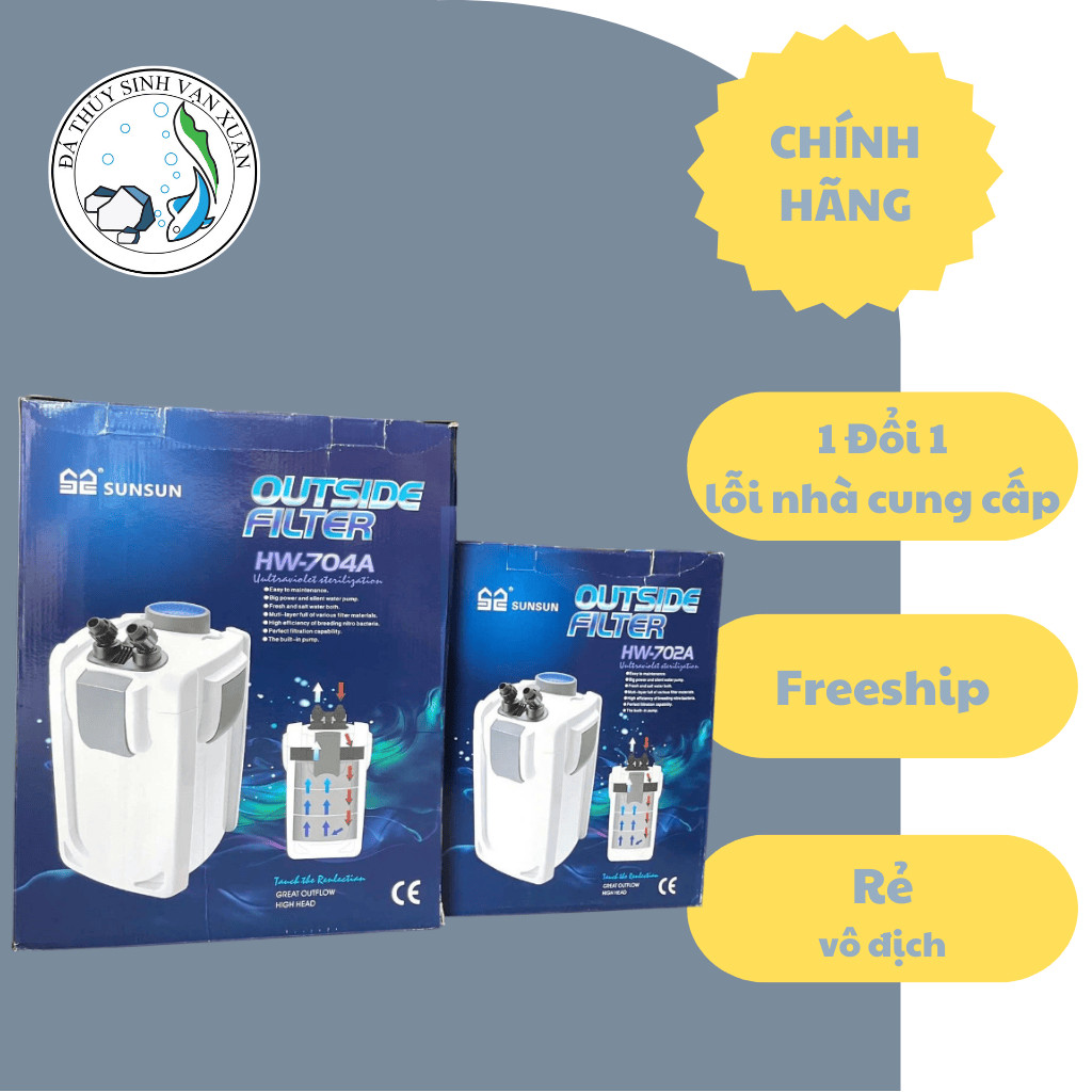 Lọc Thùng Hãng Sunsun HW-702A, HW-704A Cho Hồ Cá Cảnh