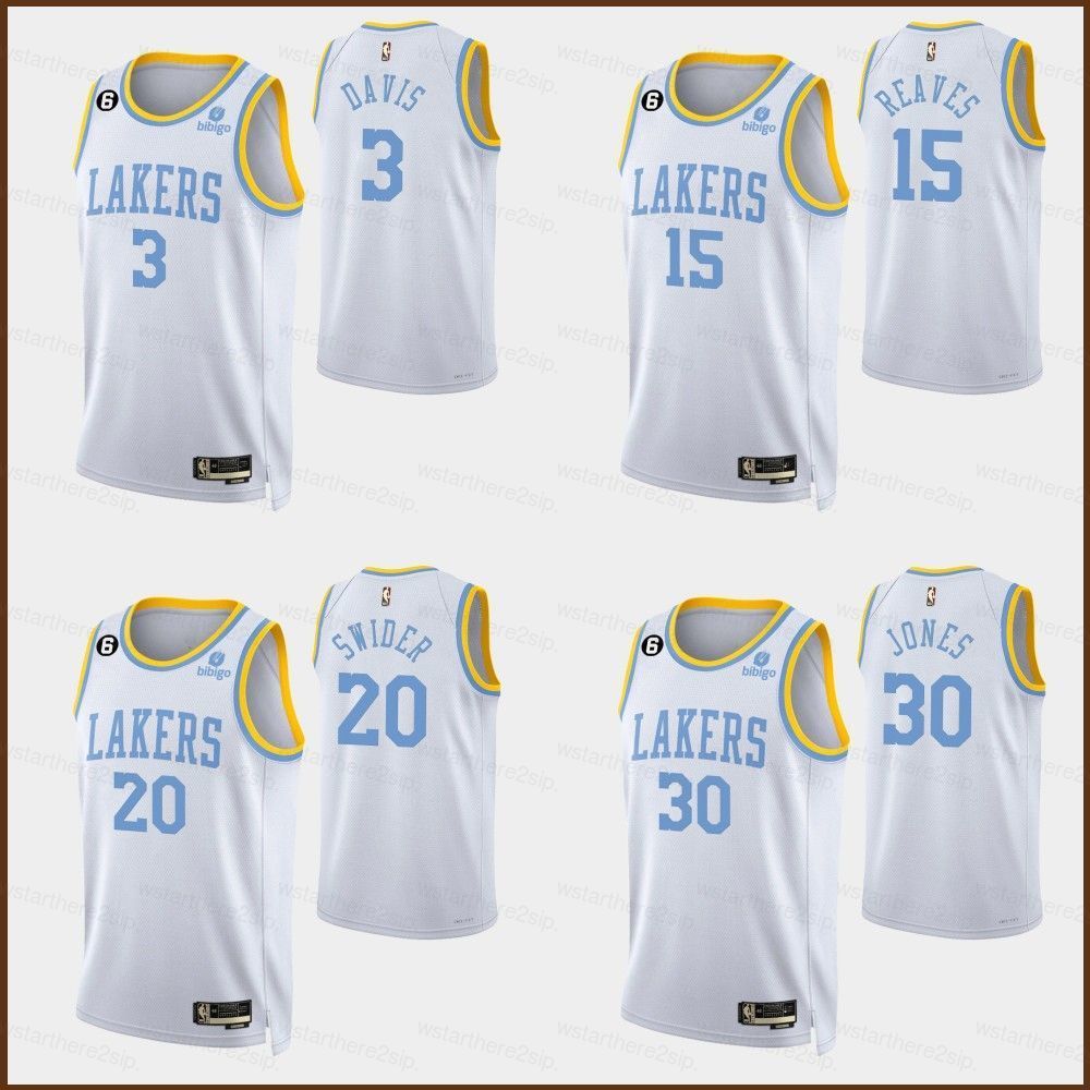 NBA Jersey Lakers Trắng 2022/23 cho cầu thủ Reaves, Jones, Swider, Davis