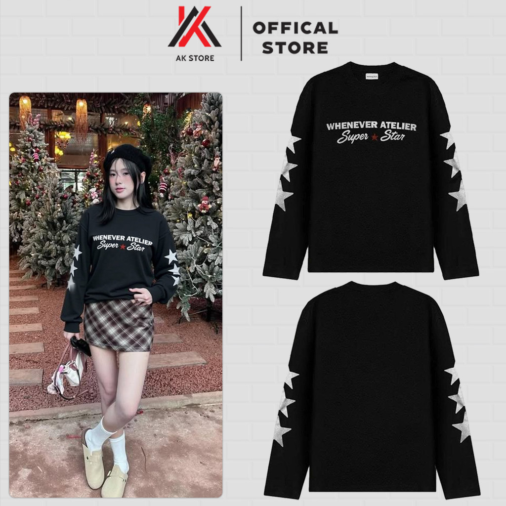 Áo Thun Tay Dài In Kim Tuyến Whenever  AK STORE