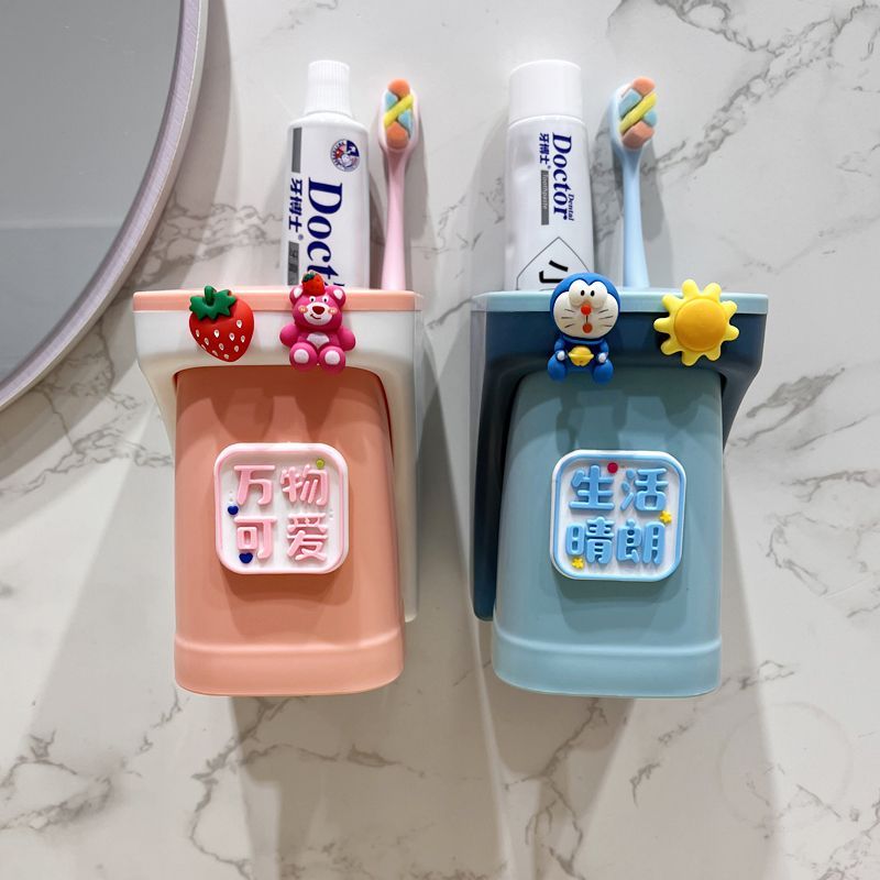 New Product#Cute Toothbrush Holder No-Drill Internet Celebrity Toothbrush Cup Mouthwash Cup Set Bath