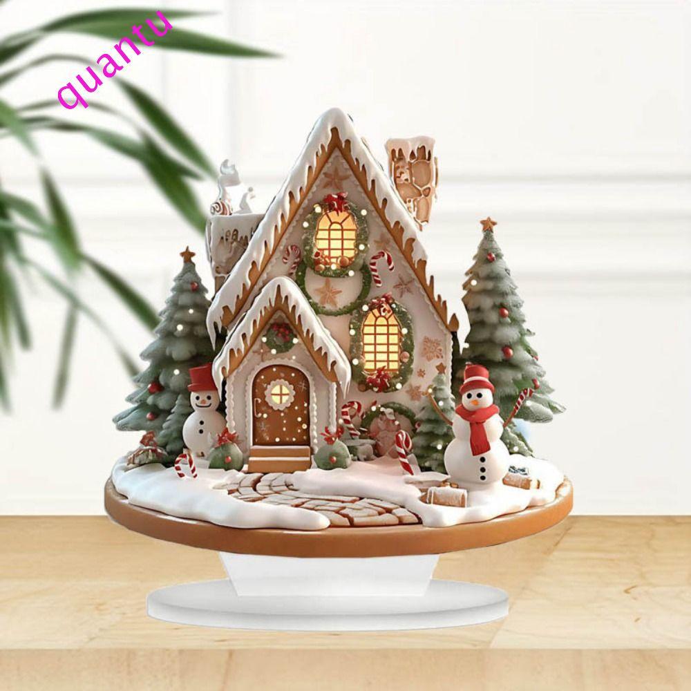 QUUANTUMFLOW Giáng Sinh Nhà Tuyết Tượng, 2D Acrylic Xmas Magic House Tượng, Đa Năng Chống Nước Trang