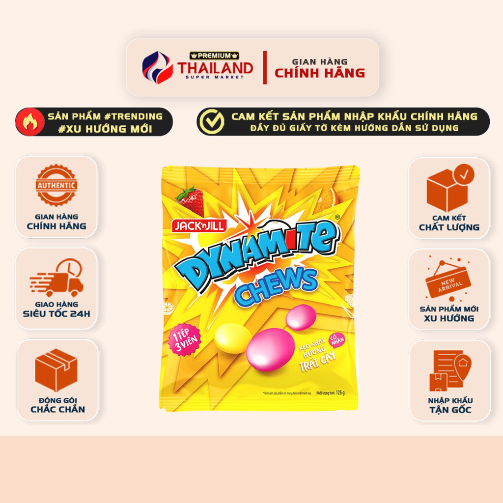 Kẹo mềm DYNAMITE Chews JACK&JILL – Hương trái cây