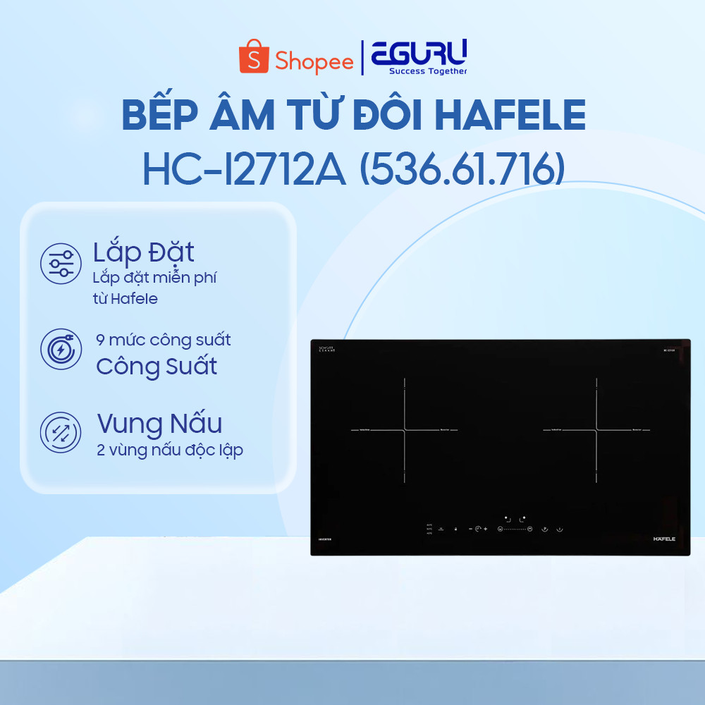 [KOL/KOC] [MIỄN PHÍ LĂP ĐẶT] Bếp âm từ đôi Hafele HC-I2712A (536.61.716) - Bảo Hành 36 Tháng