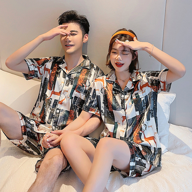 Bộ đồ ngủ nữ lụa Hàn Quốc in hình LA3, thoáng mát suốt mùa nóng