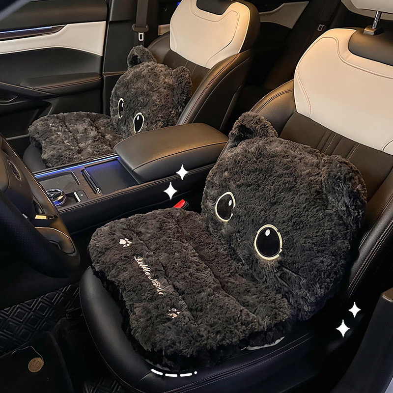 Cat Car Cushion Winter Plush Thickened Warm Car Seat Cushion Waist Cushion Universal Car Seat Cushio