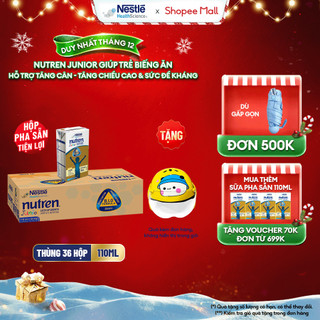   Tặng Nón BH  Thùng 36 Hộp Sữa Pha Sẵn NESTLÉ NUTREN JUNIOR Thụy Sĩ Công Thức BIG Tăng Trưởng 110ML 