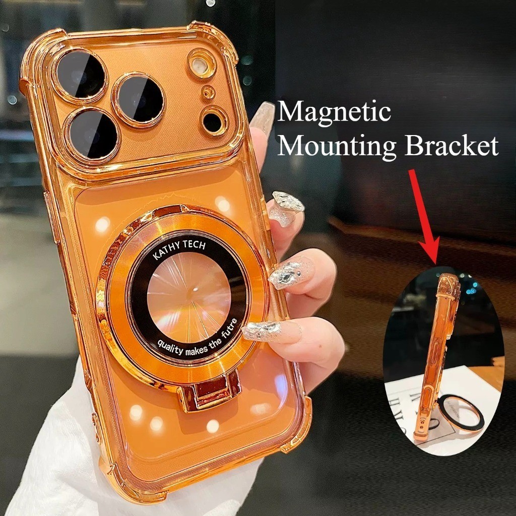 Mạ Sang Trọng Trong Suốt Từ Vòng Giá Đỡ Ốp lưng Cho IPhone 11 12 13 14 15 16 17 Pro Max 14 15 16 Plu