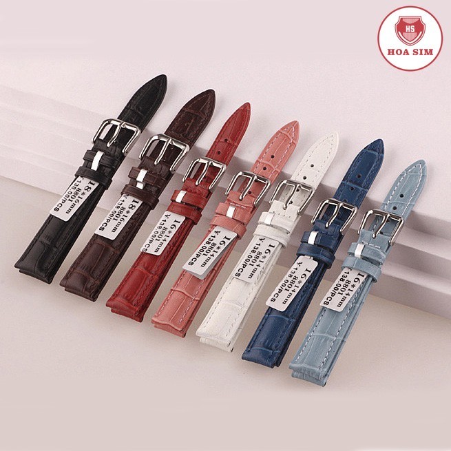 [CHUẨN LOẠI 1] Dây da đồng hồ da đeo tay, dây da đồng hồ chính hãng hiệu AONO 8801-01 VÂN CÁ SẤU (TẶNG KÈM CHỐT)....