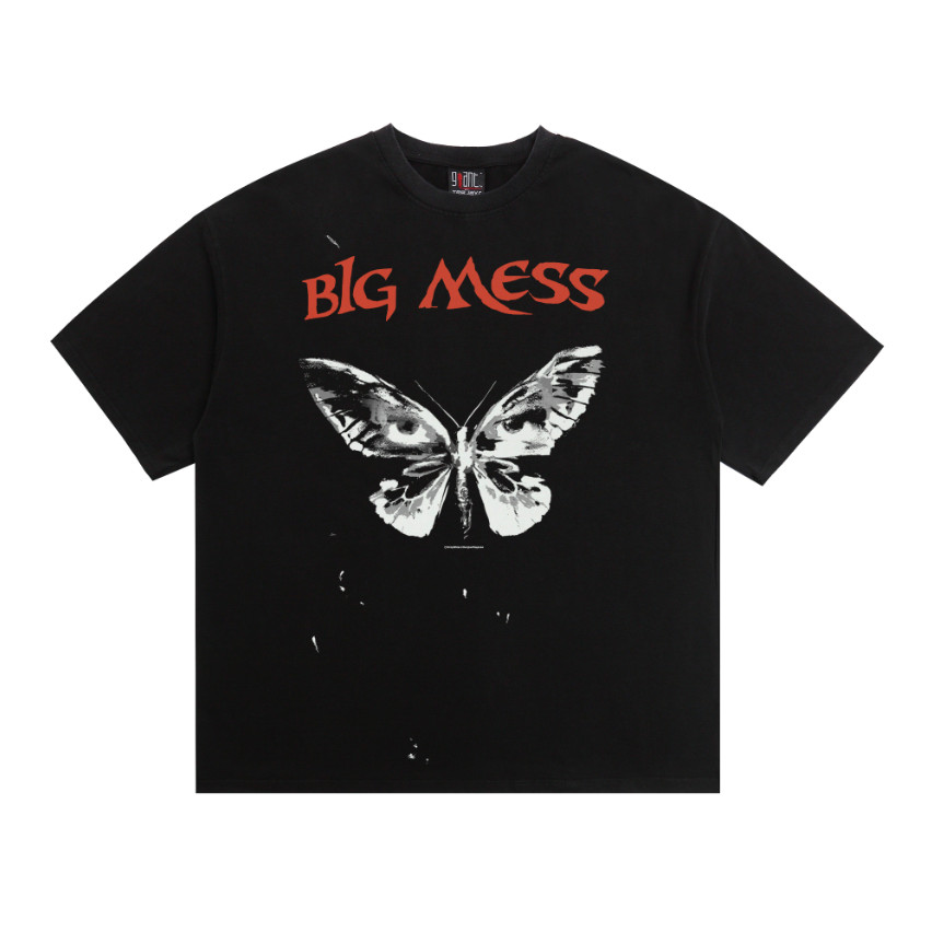 High Street Summer Tops Retro Ghost Face Butterfly Wash In Áo thun ngắn tay dành cho nam và nữ