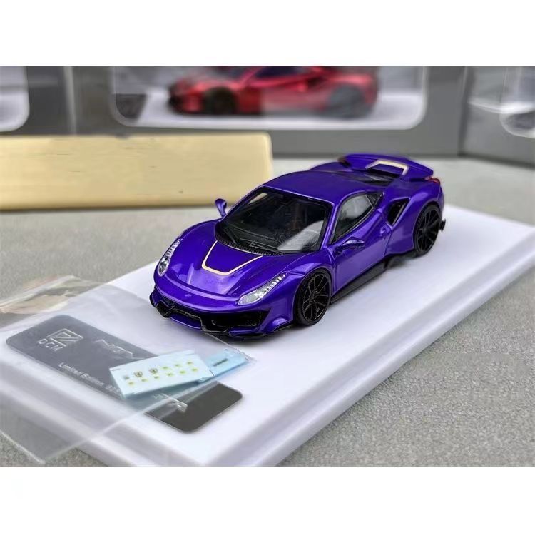 DCM 1 / 64 Ferrari Novitec 488 Pista Tím 1Alloy Diecast Xe Mô Hình Đồ Chơi Quà Tặng Sinh Nhật