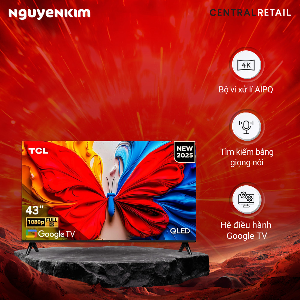[Mới 2025] Google Tivi QLED TCL Full HD 43 inch 43S5K