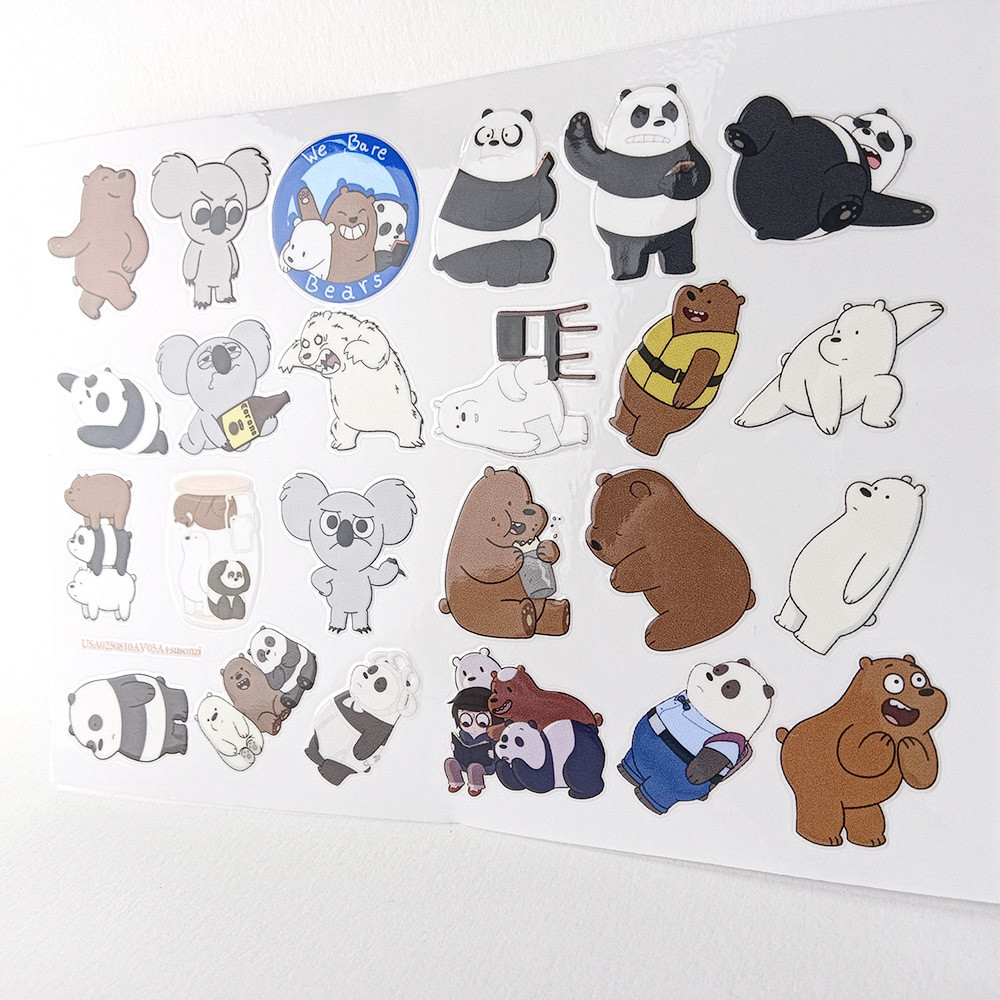 We Bare Bears 3D Chống Thấm Nước DTF UV Chuyển Dán DIY Decal