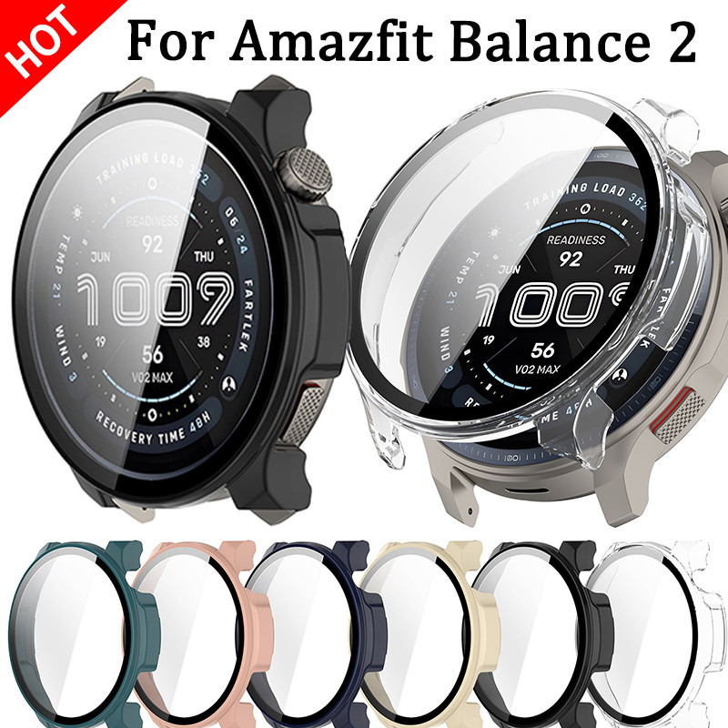 Ốp Lưng Cho Amazfit Balance 2 PC + Kính Cường Lực Bảo Vệ Cho Huami Amazfit Balance 2 Bảo Vệ Toàn Màn