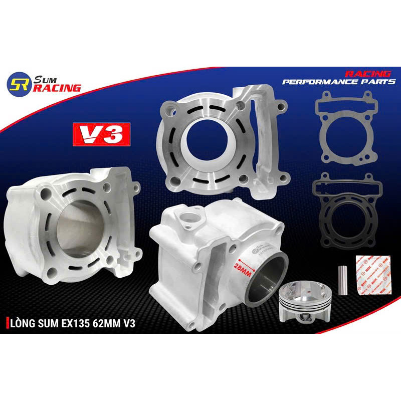 Lòng Kiếng SUM Racing V3 xe máy Exciter ex135 - PISTON 57 - 62 - 65 - 68 MMBST 6158
