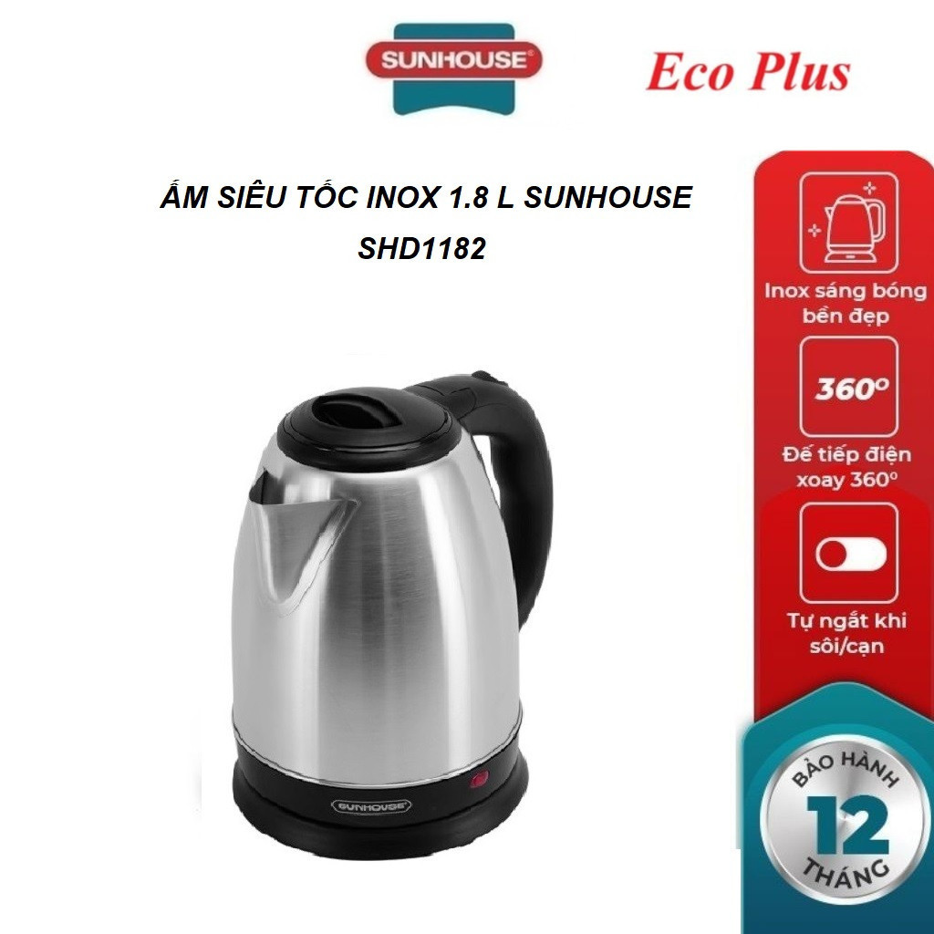 Ấm siêu tốc inox SUNHOUSE SHD1182
