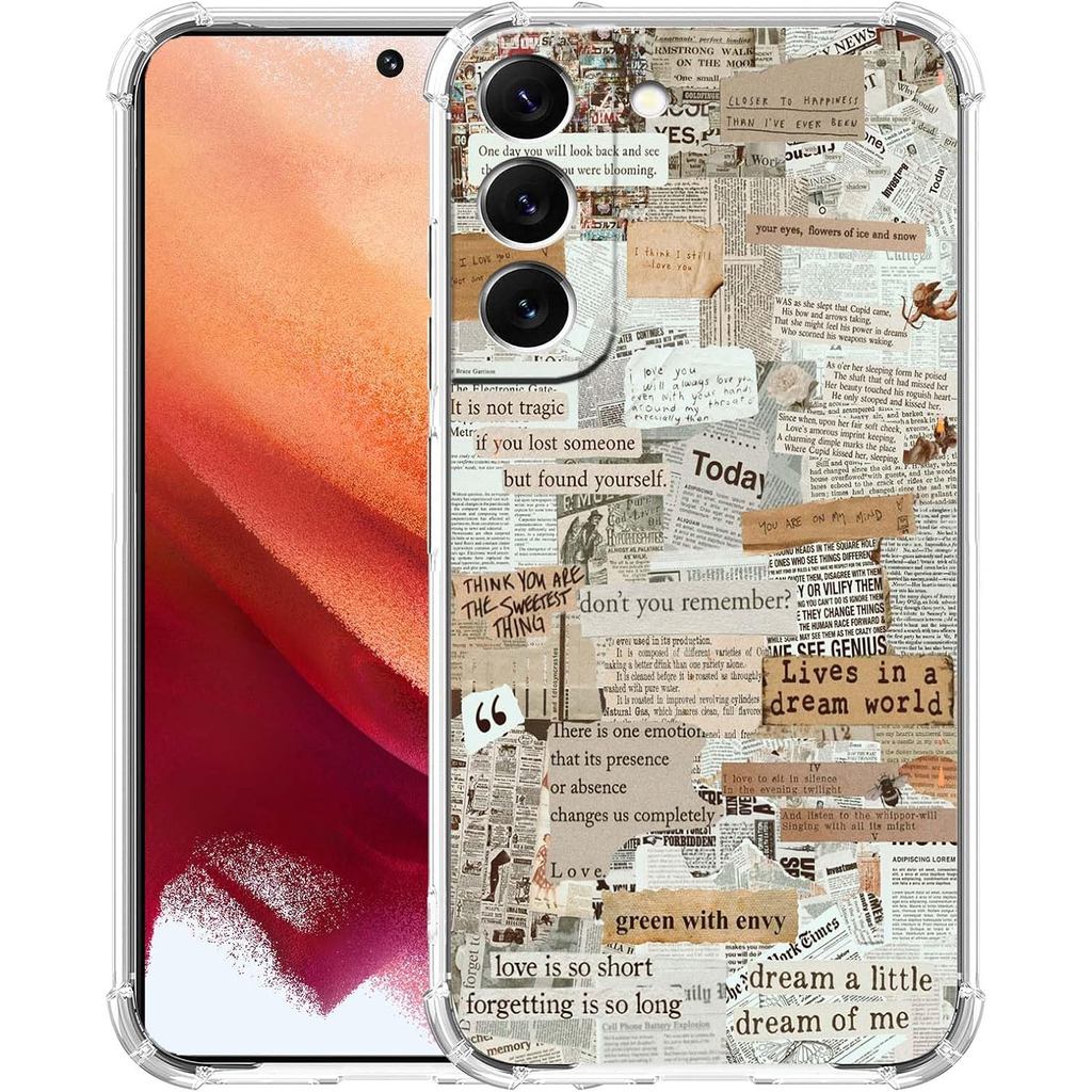 Ốp Lưng Báo Retro Cho Samsung Galaxy A14, Giấy Cũ Cắt Dán, Ốp Lưng TPU Mềm Độc Đáo Tương Thích Với G