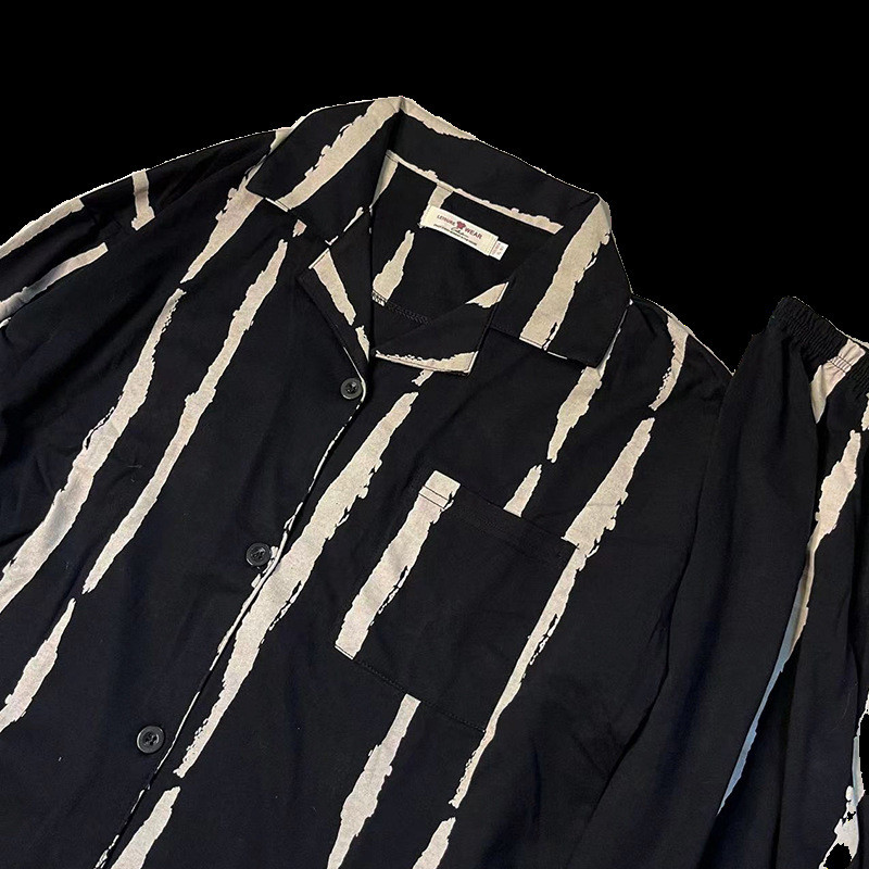 Đồ ngủ nữ dài tay LA3 ins sọc cặp đôi, kèm áo cardigan