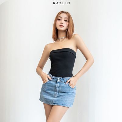 Chân váy Jean KAYLIN form ngắn phối nút cúc chất vải denim dầy dặn phong cách cá tính - N1812