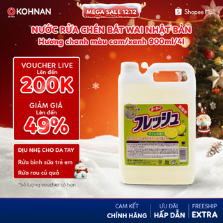  Nước rửa chén bát WAI nhật bản hương chanh màu cam xanh 900ml 4L 