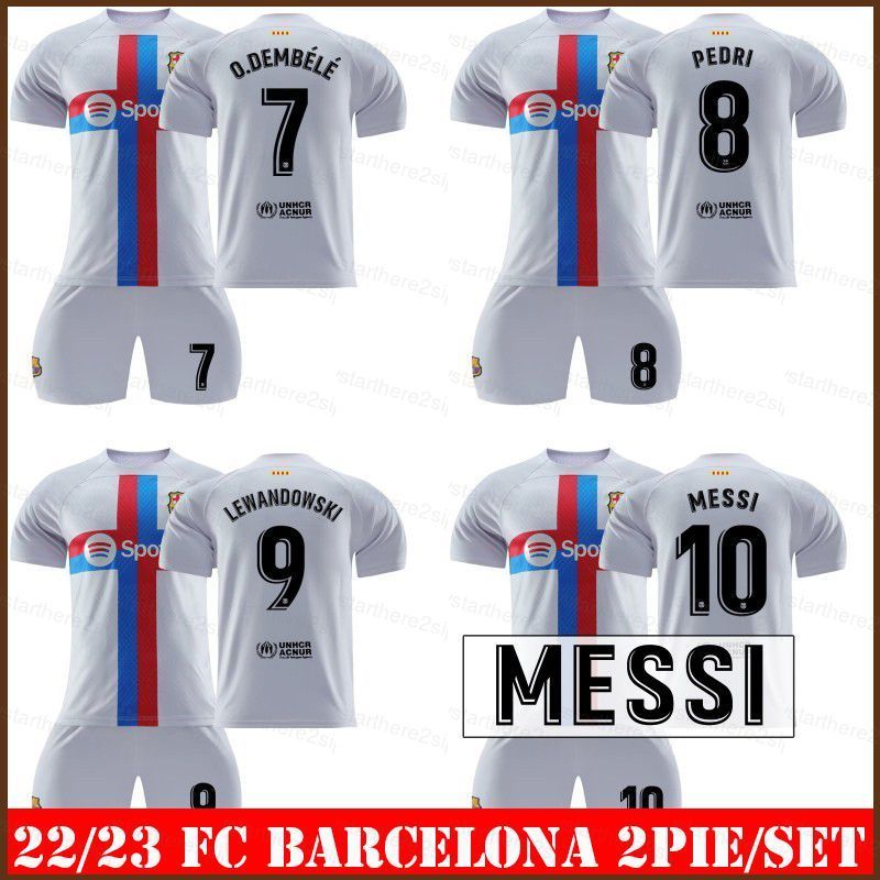 NP2 2 Cái / bộ 22-23 FC Barcelona Sân Khách Jersey Áo Bóng Đá Dembele Lewandowski Pedri Messi Tee Ph