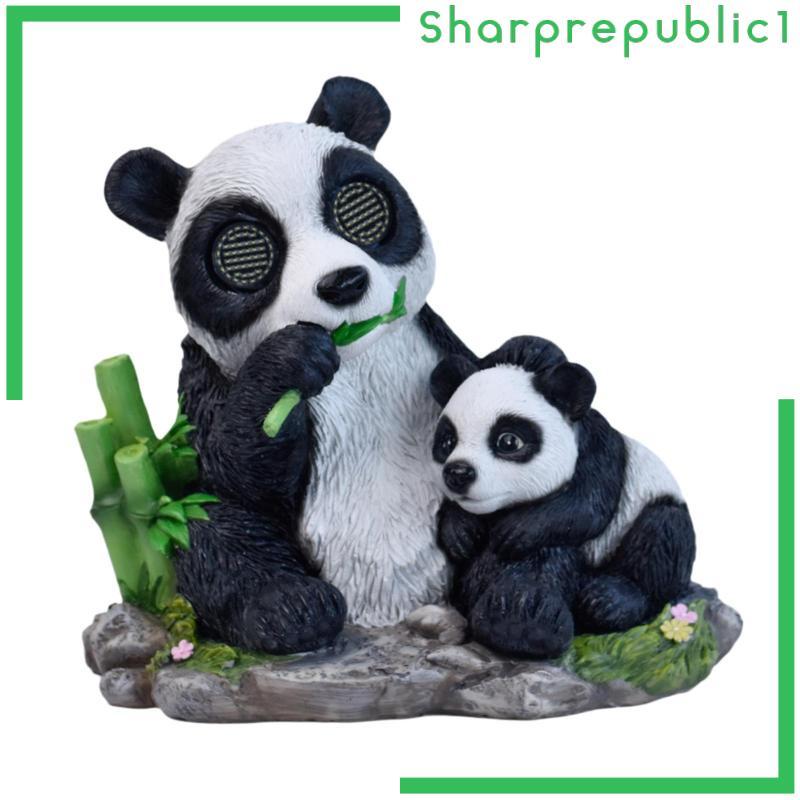 Tượng đèn năng lượng mặt trời Garden Panda Quà tặng Tượng động vật cho sân cỏ
