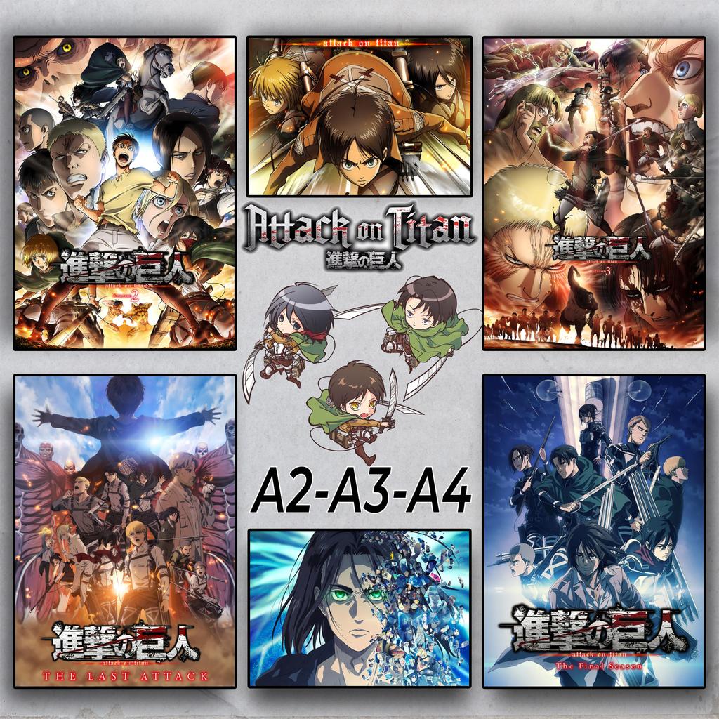 Attack on Titan - Poster Anime A2 A3 A4 - Dán tường | Shingeki no Kyojin | Levi Ackerman | Eren Yaeg