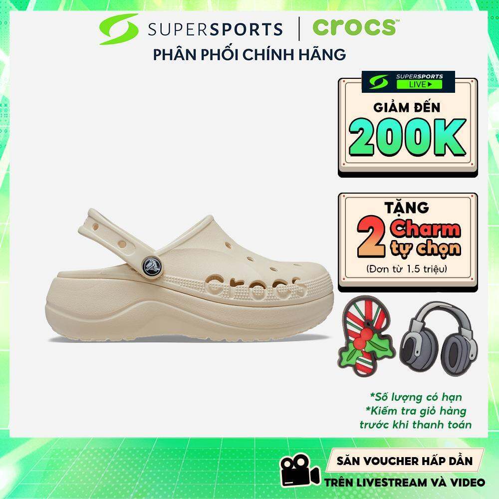  Giày Clog Nữ Crocs Baya Platform - Be - 208186-11S ADS01 LS100 B000 