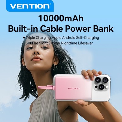 Vention Ultra Slim Power Bank 10000mAh 20W PD Sạc nhanh 5 cổng đầu ra Thiết kế chuyển màu