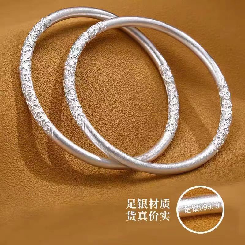 Bạc Sterling Mây Tốt Lành Phương Pháp Cổ Vòng Tay Trơn 9999 Bạc Quà Tặng Sinh Nhật Handmade Phong Cá