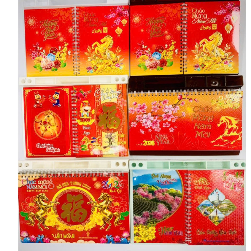 Lịch để bàn đế nhựa 2026, có lịch âm dương, lịch tuần, và trang ghi chú rộng rãi (1 cái )