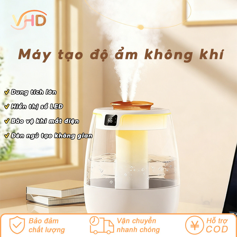 Máy Tạo Ẩm Không Khí Phun Sương Kép - Màn Hình LED Hiển Thị Độ Ẩm, Tiện Lợi Cho Việc Khử Trùng Phòng