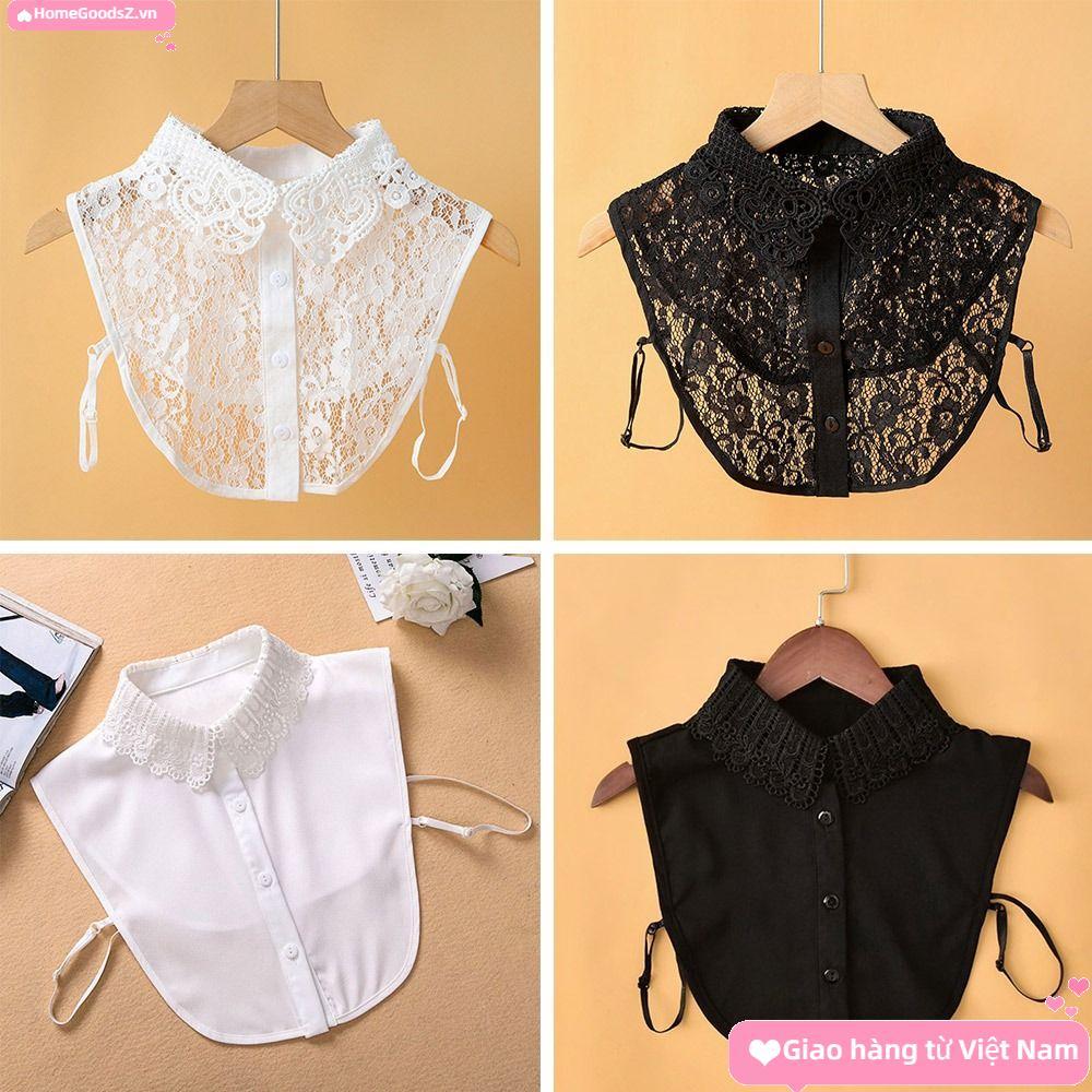 Cổ áo giả tháo rời DIY bằng ren, phù hợp với áo sơ mi nữ nửa cổ