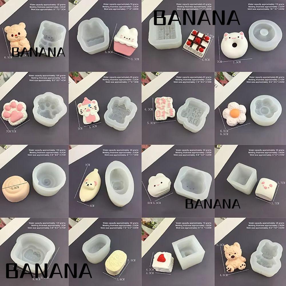 BANANA1 1 Khuôn Silicon, Khuôn Nến Đa Năng Dễ Thương, Thú Bunny Mèo Con Hoạt Hình Khuôn Nướng Bánh Đ