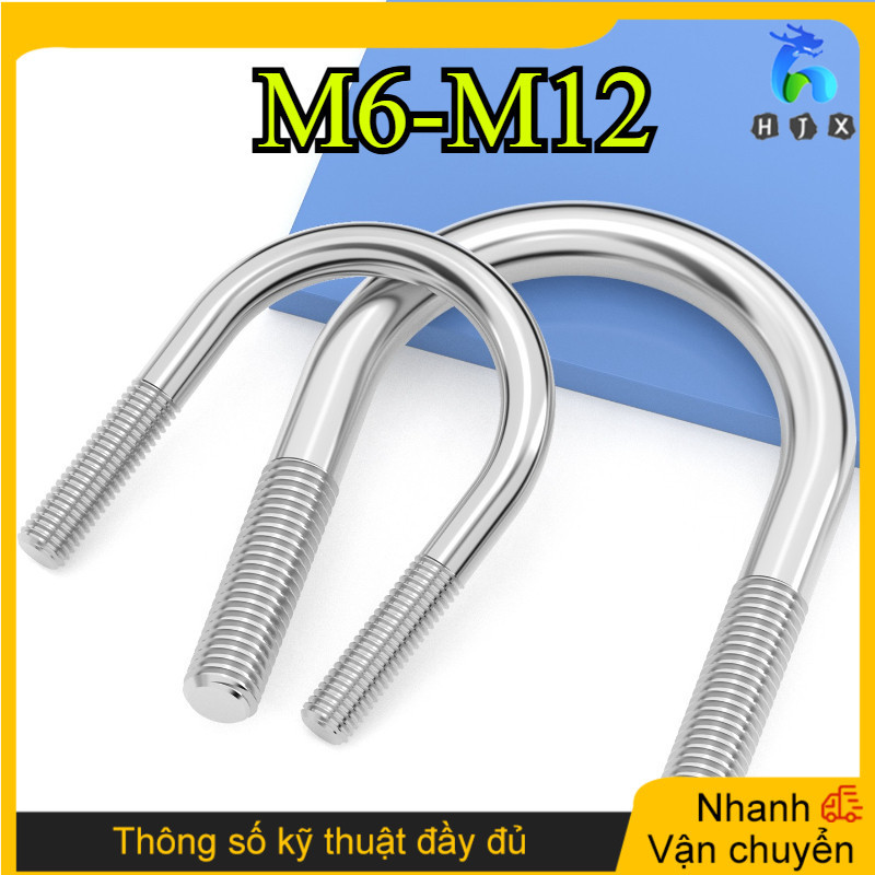 Bulong chữ U (Ubolt) inox 304 M6 / M8 / M10 / M12 * L14-328mm (HJX-VN1)